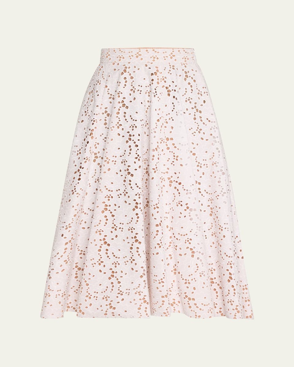 Broderie Anglaise Midi Circle Skirt